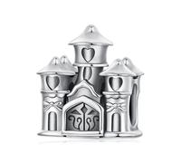 ZUOHUI Vintage Castle Sterling Silver Charm Bead | Hallmarked 925 Sterling Silver | DIY Jewellery Making | Pandora Compatible | Gift for Her (Wife, Mom, Daughter)