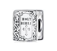 ZUOHUI Vintage Cross DIY Bracelet Charms for Women - Platinum Plated Copper Square Bead 4.5mm Hole, Compatible with Pandora & European Charm Bracelets (1.1cm)