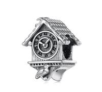 ZUOHUI Vintage Cuckoo Clock Sterling Silver Charm - 925 Silver DIY Bead for Jewelry Making, Compatible with Pandora Bracelets - Gift for Women, Sisters, Mothers on Birthdays & Anniversaries