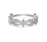 ZUOHUI Vintage S925 Sterling Silver Women’s Ring | 5A Zircon | Diamond Shape | Stackable | Suitable for Wedding Bands, Anniversary, Daily Wear | 4.5MM Width(Silver,6)