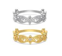 ZUOHUI Vintage S925 Sterling Silver Women’s Ring | 5A Zircon | Diamond Shape | Stackable | Suitable for Wedding Bands, Anniversary, Daily Wear | 4.5MM Width(Gold+Silver,7)