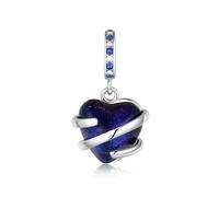 ZUOHUI Women’s 925 Sterling Silver Deep Blue Heart Charm with Zirconia - Minimalist Jewelry Making Accessory for Bracelets & Necklaces | Gift for Birthdays, Weddings & Mother’s Day