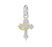 ZUOHUI Women’s 925 Sterling Silver Heart Cross Bead Charms for Pandora Bracelets & Necklace Pendant, 5mm DIY Jewellery Making Supplies