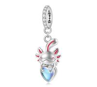 ZUOHUI Women’s DIY 925 Sterling Silver Axolotl Charm with Moonstone - Cute Animal Jewelry Making Accessory for Bracelets & Necklaces | Sweet Gift for Birthdays, Mother’s Day & Sisters