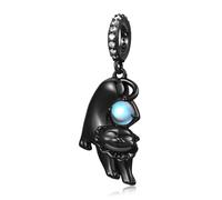 ZUOHUI Women’s DIY 925 Sterling Silver Black Cat Charm with Moonstone & Black Gold Plating - Gothic Jewelry Making Accessory for Bracelets & Necklaces | Gift for Birthdays, Halloween & Mother’