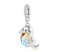 ZUOHUI Women’s DIY 925 Sterling Silver Dragon Cub Charm with Moonstone - Sweet & Whimsical Jewelry Making Bead for Bracelets & Necklaces | Gift for Birthdays, Mother’s Day & Anniversaries