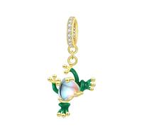ZUOHUI Women’s DIY 925 Sterling Silver Frog Charm with 14K Gold Plating & Moonstone - Unique Jewelry Making Accessory for Bracelets & Necklaces | Gift for Birthdays, Mother’s Day & Nature Love