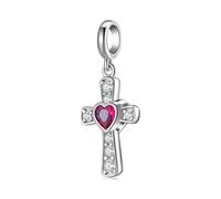 ZUOHUI Women’s DIY 925 Sterling Silver Heart Cross Charm with Zirconia - Minimalist Jewelry Making Accessory for Bracelets & Necklaces | Gift for Birthdays, Mother’s Day & Religious Occasions