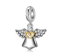 ZUOHUI Women’s DIY 925 Sterling Silver Minimalist Angel Charm with 14K Gold Accents - Jewelry Making Accessory for Bracelets & Necklaces | Thoughtful Gift for Birthdays, Mother’s Day & Anniversaries