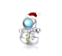 ZUOHUI Women’s DIY 925 Sterling Silver Snowman Charm with Moonstone - Christmas Jewelry Making Accessory for Bracelets & Necklaces | Festive Gift for Birthdays, Holidays & Mother’s Day