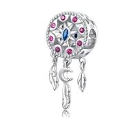 ZUOHUI Women’s DIY 925 Sterling Silver Star Dreamcatcher Charm with Zirconia & Moon Feather Design - Jewelry Making Accessory for Bracelets & Necklaces | Unique Gift for Birthdays, Mother’s Day & Wedd