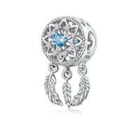 ZUOHUI Women’s DIY 925 Sterling Silver Sunflower Dreamcatcher Charm with Feathers - Boho Jewelry Making Accessory for Bracelets & Necklaces | Gift for Birthdays, Mother’s Day & Weddings