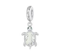 ZUOHUI Women’s Glow-in-the-Dark Turtle Charm, Platinum-Plated Copper Bead for DIY Bracelets, Necklaces & Keychains - 4.5 Hole for Pandora/European Charms (2.5x1cm)