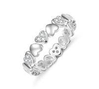 ZUOHUI Women’s Heart S925 Sterling Silver Stackable Closed Band Ring - Love Design for Engagement/Wedding/Anniversary(7)