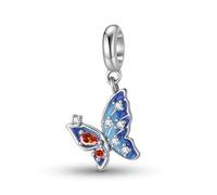 ZUOHUI Women’s S925 Sterling Silver Blue Gradient Flying Butterflies Bead Charms for Pandora, Biagi, or Chamilia Bracelets and Necklaces