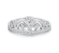 ZUOHUI Women’s S925 Sterling Silver Crown Ring Princess Style Tiara Band for Wedding, Engagement, Promise Fashion Commuter Royal Gift for Her(8)