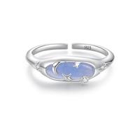 ZUOHUI Women’s S925 Sterling Silver Glow-in-The-Dark Starry Sky Open Ring Adjustable Night Light Design for Commute, Gifts & Evening Events