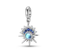 ZUOHUI Women’s S925 Sterling Silver Moonstone Eight-pointed Star Bead Charms for Pandora, Biagi, or Chamilia Bracelets and Necklaces
