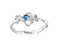 ZUOHUI Women’s S925 Sterling Silver Serpent Blue Zircon Band Ring - Minimalist Style, Wedding/Anniversary/Engagement Stackable Ring Size 6/7/8(7)