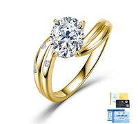 ZUOHUI Womens 925 Silver Oval Moissanite Ring Twisted Band 2ct(Gold,6)