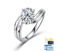 ZUOHUI Womens 925 Silver Oval Moissanite Ring Twisted Band 2ct(Silver,8)