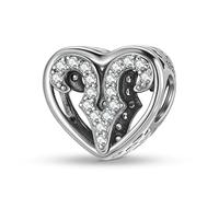 ZUOHUI Women's 925 Sterling Silver 12 Signs Zodiac Heart Bead Charms Bead for Pandora Bracelet, DIY Jewellery Making Gift for Women Her Wife Daughter(Aries)