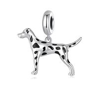 ZUOHUI Women's 925 Sterling Silver Black Drip Dalmatians Bead Charms, Diy Handmade Pendant for Pandora or Other Styles of European Bracelet and Necklaces BSC798