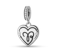 ZUOHUI Women's 925 Sterling Silver Heart-shaped 12 Constellations Charms Bead Pendant for Pandora Bracelet(Aries)