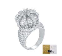 ZUOHUI Women's 925 Sterling Silver Round Moissanite Ring Queen Crown Hip Hop 4ct D Colour VVS Eternity Band for Anniversary Promise Gift(Silver,10)