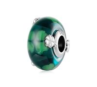 ZUOHUI Women's S925 Sterling Silver 4 Leaf Clover Glass Bead Charm for DIY Jewelry Making - Vintage Lucky Bead for Pandora Bracelets Valentine’s Birthday
