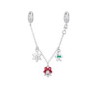 ZUOHUI Women's S925 Sterling Silver Christmas Bell Snowflake Gingerbread Man Positioning Safety Chain Charm Beads Compatible with Pandora, Biagi, Troll & Chamilia Bracelets & Necklaces