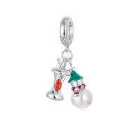ZUOHUI Women's S925 Sterling Silver Christmas Snowman Apple Charm Beads Compatible with Pandora, Biagi, Troll & Chamilia Bracelets & Necklaces