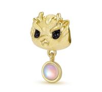 ZUOHUI Women's S925 Sterling Silver Gold Plated Dragon Moonstone Charm Beads Compatible with Pandora, Biagi, Troll & Chamilia Bracelets & Necklaces Pendant DIY Jewellery Making