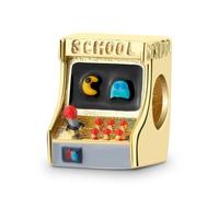 ZUOHUI Women's S925 Sterling Silver Gold Plated Pac-Man Arcade Game Bead Charm for Pandora Bracelets DIY Personalised Jewelry Making, Retro 8Bit Gamer Bead