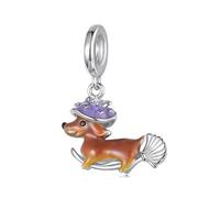 ZUOHUI Women's S925 Sterling Silver Halloween Magic Dachshund Charm Beads Compatible with Pandora, Biagi, Troll & Chamilia Bracelets & Necklaces DIY Jewellery Making