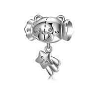 ZUOHUI Women's S925 Sterling Silver Oxidised Candy Teddy Bear Star Charm for Pandora Bracelets DIY Jewelry Making, Cute Hanging Bead