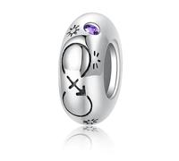 ZUOHUI Women's S925 Sterling Silver Platinum-Plated 12 Zodiac Spacer Beads Charm Beads Compatible with Pandora, Biagi, Troll & Chamilia Bracelets & Necklaces(Sagittarius)