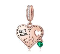 ZUOHUI Women's S925 Sterling Silver Rose Gold Plated Heart Charm Beads Compatible with Pandora, Biagi, Troll & Chamilia Bracelets & Necklaces Pendant DIY Jewellery Making