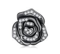 ZUOHUI Women's S925 Sterling Silver Rose Silicone Positioning Bracelet Spacer Beads Charm Beads Compatible with Pandora, Biagi, Troll & Chamilia Bracelets & Necklaces