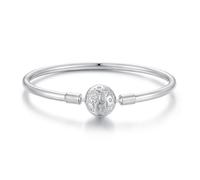 ZUOHUI Women's S925 Sterling Silver Winter Snowflake Bracelet - Romantic Versatile Solid Silver DIY Bangle, 17/19cm Fashion Jewelry Gift(17cm)