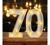 ZUOKEMY 70th Birthday Decoration LED Light up Numbers, Birthday Number Sign Light for Birthday Party Decoration Night Lit Anniversary Background Home Decoration Party (Number 70, White)
