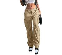 ZUOLAIYIN Fall Women's High Waist Loose and Casual Cargo Pants with Eight Pockets Straight Cut Long Trousers, 1 x khaki, S
