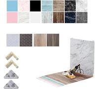 ZUOMIDIE 2 pcs Photography Background Boards 24x24in and 7 PCS Double Sided Backdrop Papers 18 Patterns Background Set,Waterproof Reusable Photo Backdrops for Product Food Jewelry Cosmetics Props(A)