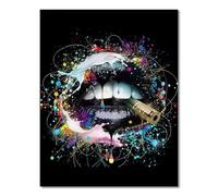 Zuooyi Lips Paint by Numbers for Adults, Graffiti DIY Painting by Number Kit for Beginners, Paint by Numbers Kits on Canvas Acrylic Pigment Drawing Paintwork 12x16 inch/30x40 cm (Without Framed)