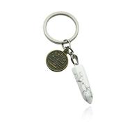 ZUOPIPI Zodiac Crystal Stone Keychain Natural Rose Stone/Red Agate/Aventurine Healing Crystal Keychain, Libra, 7*9*1cm