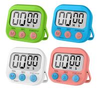 ZUOQIANG 4PCS Digital Kitchen Timer，Digital Visual Timer Stopwatch Countdown Timer， for Kids Kitchen Cooking Classroom Gym Study Teeth Cleaning Kids Children (Blue-Green-Pink-White)