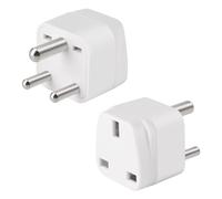 ZUOQIANG UK to India Plug Adapter, 3 Pin Prong Plugs Travel Adapter, UK To India Adaptor For India, Sri Lanka, Nepal Etc, Type D Indian Plug Adaptor(white Pack of 2)