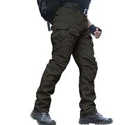 zuoxiangru Men's Water Resistant Trousers Relaxed Fit Tactical Combat Army Cargo Work Pants with Multi Pocket (#56 Black, Tag S)