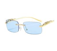 ZuoXun Gafas de sol Sun Mujeres Sin Borde Para Hombres Gafas De Sol Rectangulares Retro Lente Océano Lente Solas Gafas Uv400-Azul