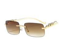 ZuoXun Gafas de sol Sun Mujeres Sin Borde Para Hombres Gafas De Sol Rectangulares Retro Lente Océano Lente Solas Gafas Uv400-Marrón